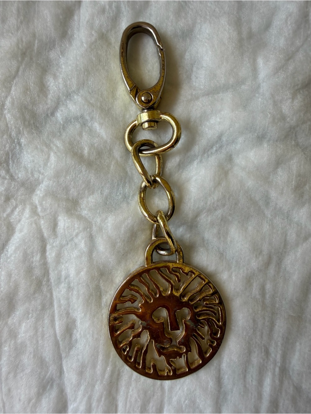Gold-tone Anne Klein? Lion circular Medallion pursecharm/pendant or Keychain